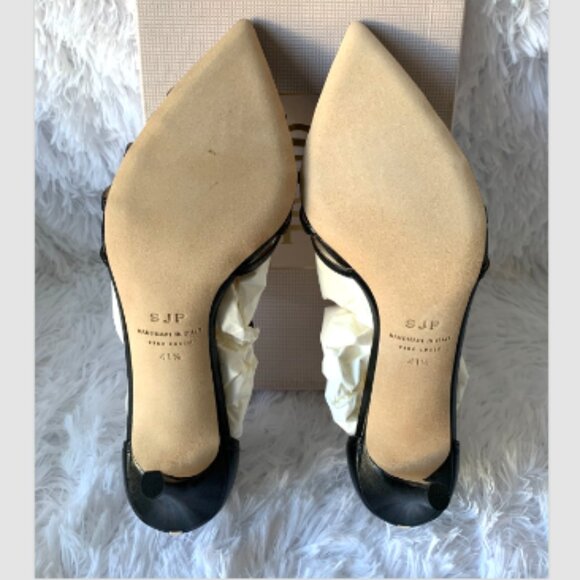 NIB SJP by Sarah Jessica Parker Carrie Black T-Strap Pumps EU 41.5 US 10.5 100mm - Picture 14 of 15